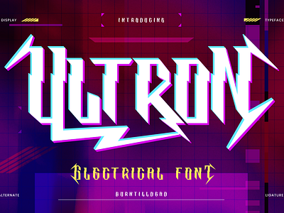 Ultron decorative font display font font font style lettering lightning typeface