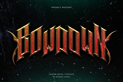 Bowdown - Metal Font dark typeface