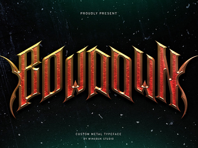 Bowdown - Metal Font dark typeface