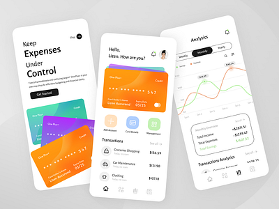 Finance Analytics App UI UX Design (mobile app screen dashboard) analytics app app screen chart credit card dashboard design expense finance mobile app ui user interface user research ux