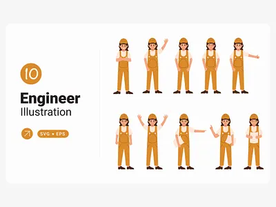 Engineer Character Flat Illustration Collection design flat illustration site