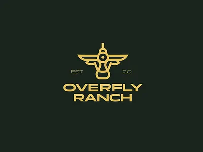 Overfly Ranch logo branding cow fly graphic design logo plane ranch west
