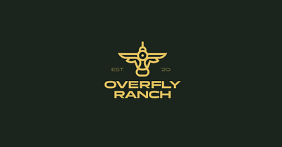Overfly Ranch logo branding cow fly graphic design logo plane ranch west