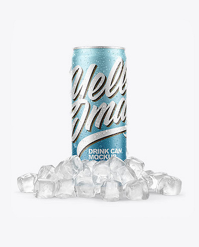 Free Download PSD Can with Ice Mockup branding mockup