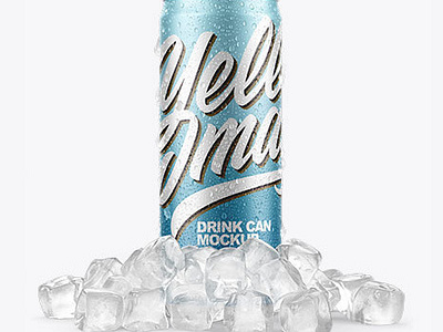 Free Download PSD Can with Ice Mockup branding mockup