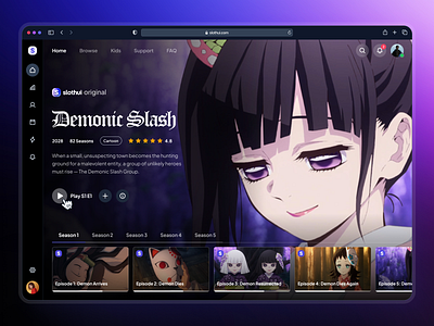 slothUI - Design System for Gen Z - TV Streaming App UI anime clean dark mode dashboard ui design system gradient minimal modern movie app neflix ui purple slothui soft streaming app streaming ui ui ui design ui kit video streaming video streaming app