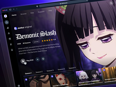 slothUI - Design System For Lazy Gen Z - Movie Streaming App UI anime clean dark mode design system gradient minimal modern movie app netflix ui purple soft streaming streaming app ui ui design ui kit video streaming video streaming app video streaming dashboard video streaming ui