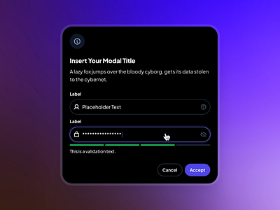 slothUI - World's Laziest Design System - Input Modal/Popup Dark clean dark design system dialog ui figma gradient input modal input popup input text ui minimal modal modal ui modern popup popup confirmation popup ui purple slothui soft ui kit