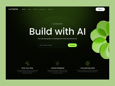 AI Website for Education ai ai education ai learning ai website artificial intelligence e learning eps fluttertop hero section learning learning platform machine learning online course online learning ps school student university web design website design