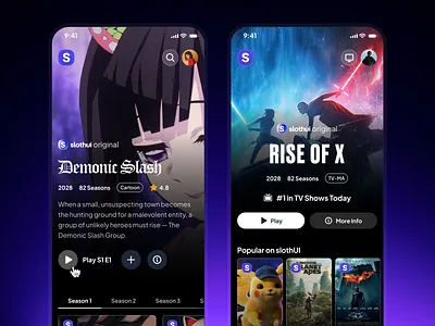 slothUI - Design System For Lazy Gen Z - Movie Streaming Mobile clean design system gradient ios app minimal mobile app mobile ui movie app movie app mobile movie streaming app mobile netflix app purple slothui soft streaming app streaming app mobile ui ui kit video streaming app video streaming ui