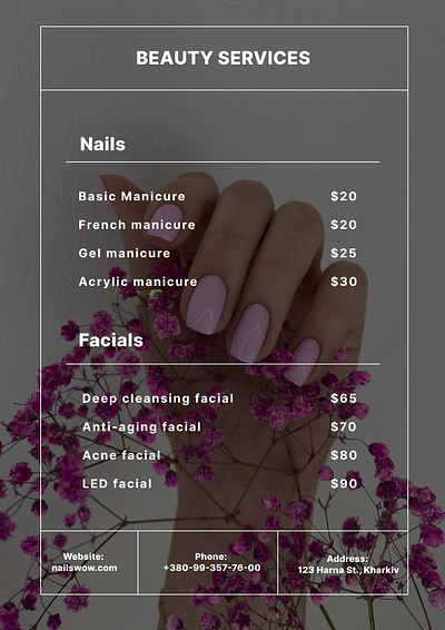 Price list for beauty specialists branding design graphic design illustration logo photo photoshop ui vector прайс стиль