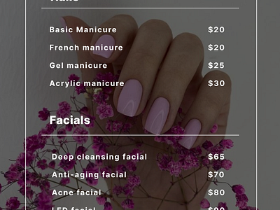 Price list for beauty specialists branding design graphic design illustration logo photo photoshop ui vector прайс стиль