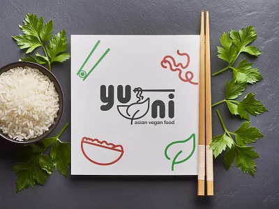 yuni - Brand Identity asian brand design brand pattern branding graphic design illustrator logo menu restaurant