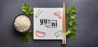 yuni - Brand Identity asian brand design brand pattern branding graphic design illustrator logo menu restaurant