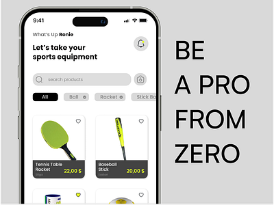 Sports Equpment App "My 7th Exploration"🙌 branding clean graphic design green grey logo minimalist mobile app ui ux white