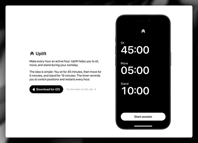 Landing Page Design for “Uplift” animation app ui ux web