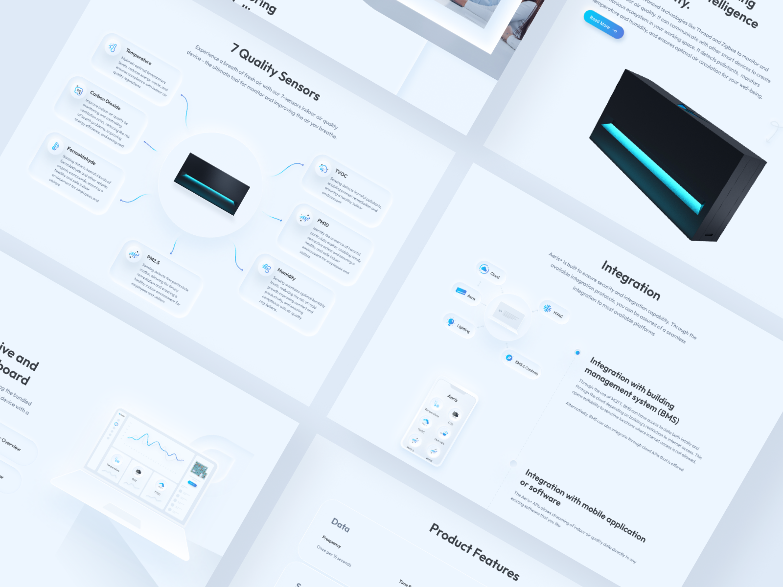 Whatif - Product Landing Page aeris air monitor air quality design digital product digital tool landing page neumorphism product design soft ui temperature monitoring ui ui design ux web design web page website