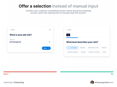 Selection vs Typing in Onboarding guidelines job role laws manual input onboarding onboarding app onboarding process role rule selection typing uiux standards useful tips user experience user interface design user interface guidelines ux designer ux guidelines ux laws ux rules