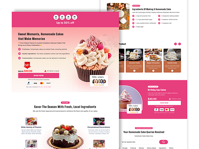 Home Made Cake Funnel Landing Page e commerce funnel home made cakes landing page product funnel ui ui ux design web design woo commerce wordpress