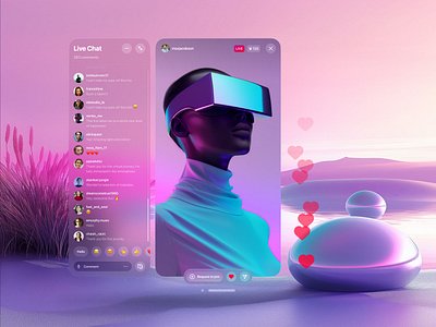 Instagram — Apple Vision Pro Spatial UI (Part 7) — Live apple apple design apple vision os apple vision pro ar augmented reqlity futuristic glass morphism instagram ui ios live product design social media spatial ui streaming ui ux virtual reality vision pro vr