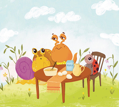 Children's illustration. Picnic animals book illustration childrens childrens book childrens book cover illustration insects