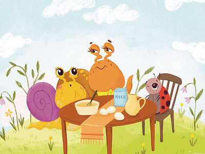 Children's illustration. Picnic animals book illustration childrens childrens book childrens book cover illustration insects