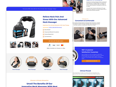 Neck Pain Product Funnel Landing Page Design e commerce funnel landing page sales funnel ui web design woo commerce wordpress