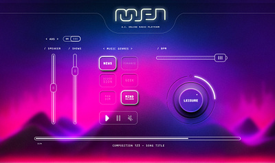 MusenAI Progress ai dj interface knob mixer mobile music radio remix remixer sound synthwave ui ux