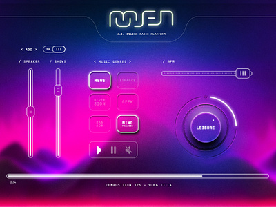 MusenAI Progress ai dj interface knob mixer mobile music radio remix remixer sound synthwave ui ux