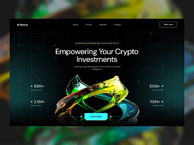 Crypto Investments - Landing Page Concept 3d ai animation bitcoin blockchain branding crypto design graphic design investments landing page logo motion graphics platform ui vector web2 web3 webapp