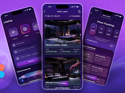 LifeTrip app figma ios journey travel trip uiux vacation