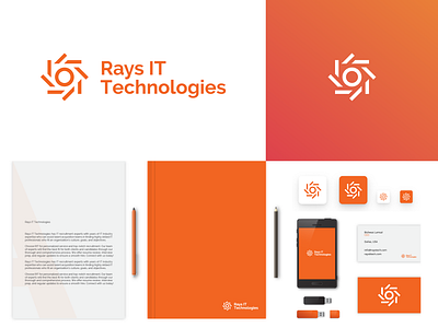 Rays IT Technologies Branding brand identity design branding graphic design it logo logo orange rays logo recruitment company logo sun logo