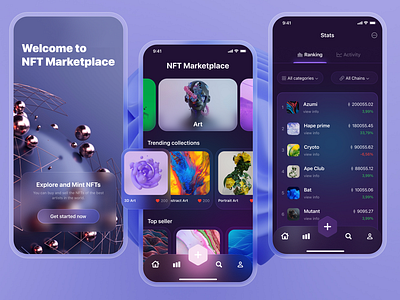 NFT Marketplace App Design app app design blockchain figma ios marketplace nft