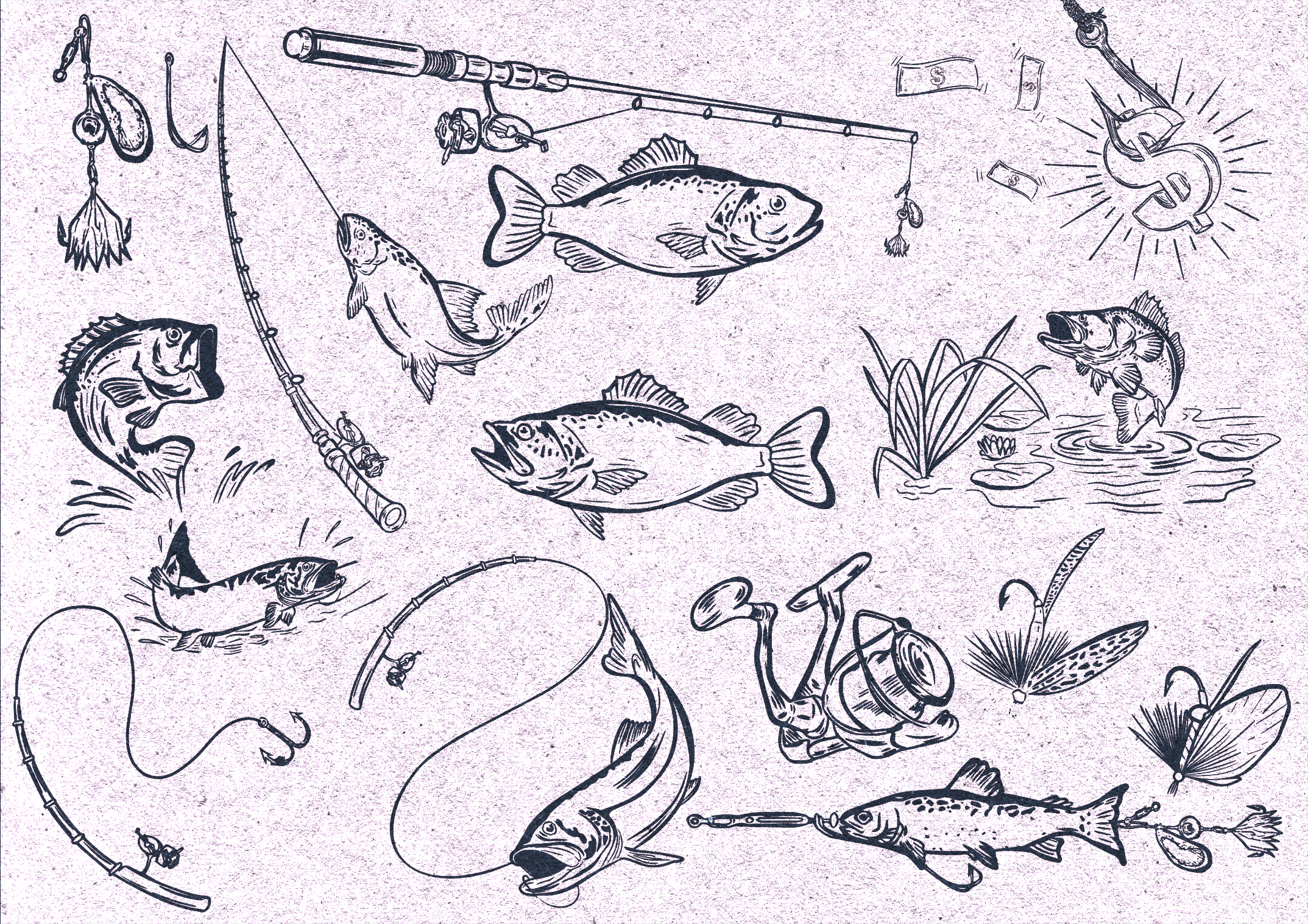 Fishes art artist branding deck design digital art fish deck fishes illustration illustration art illustrations logo marketing old school procreate ui vintage