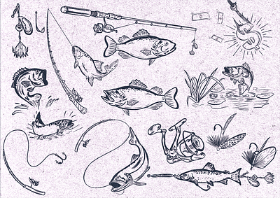 Fishes art artist branding deck design digital art fish deck fishes illustration illustration art illustrations logo marketing old school procreate ui vintage