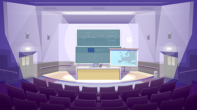 Classroom 2d animation auditorium blackboard education environment environment art hall illustration illustrator landscape lecture hall map scene scenery sek sekond styleframe university university classroom