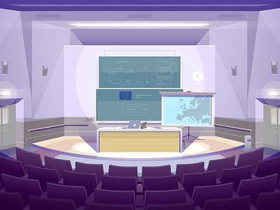 Classroom 2d animation auditorium blackboard education environment environment art hall illustration illustrator landscape lecture hall map scene scenery sek sekond styleframe university university classroom