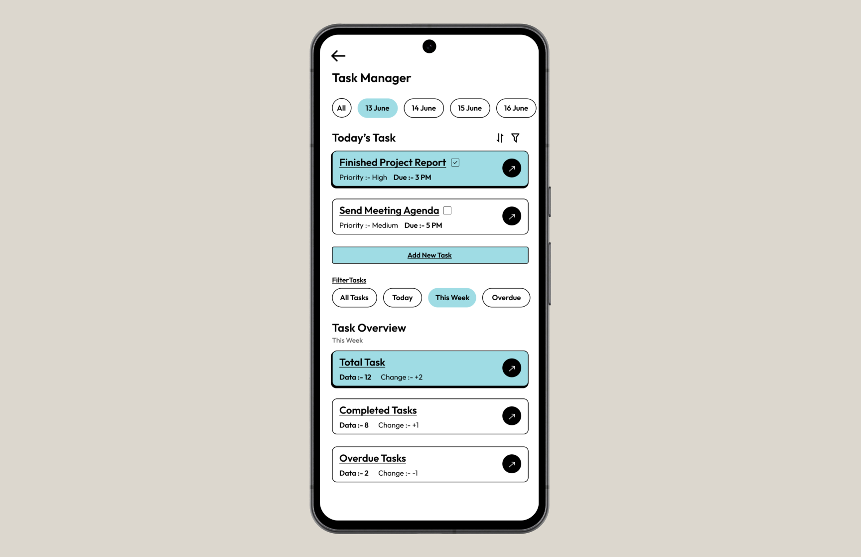 Task Manager app behance dailyui design designinspiration figma intractive manager mobile prototyping task taskmanager typography ui uidesign