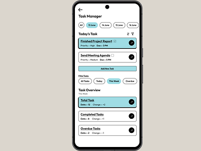Task Manager app behance dailyui design designinspiration figma intractive manager mobile prototyping task taskmanager typography ui uidesign