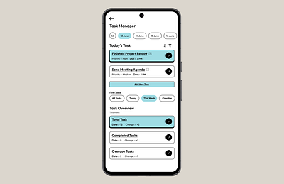 Task Manager app behance dailyui design designinspiration figma intractive manager mobile prototyping task taskmanager typography ui uidesign