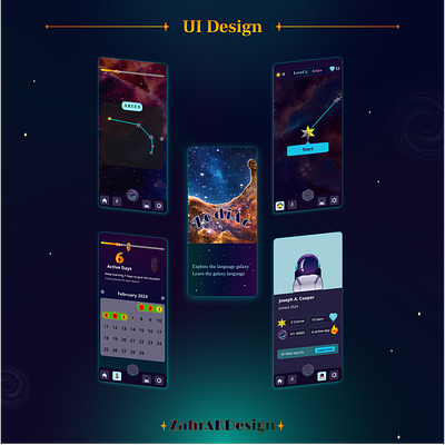 ZodiAc-Language Learning App galaxy graphic design language learning ui