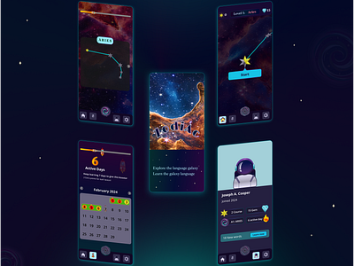 ZodiAc-Language Learning App galaxy graphic design language learning ui