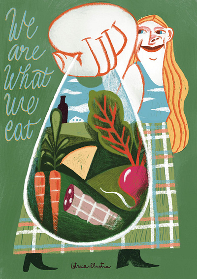 We are what we eat adventising book editorial food illustration illustration magazine market illustration mockup picture book recipes book