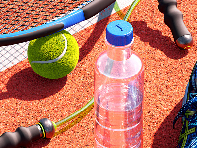 Tennis | 3D Realism 3d 3d design ball bottle graphic design realism sports tennis