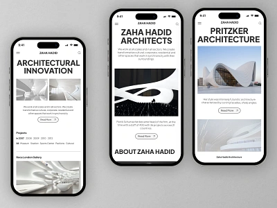 Zaha Hadid - Architect Personal Minimalist Website - Responsive architect architecture branding building case study clean company profile landing page luxury minimalist modern personal website responsive responsive website ui ux web design web designer website website design