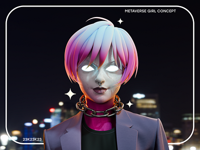 ♣ Metaverse girl concept ♣ 3d 3d conceptt art blender branding cinema4d concept dribbble logo meta motion graphics top ui uiux