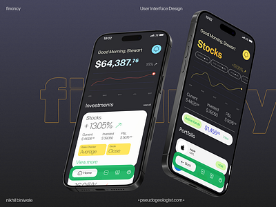 Financy • Manage your Investments | An iOS app for everyone app branding design finance graphic design illustration information graphics interface investment logo stocks tracking trading ui user experience user interface