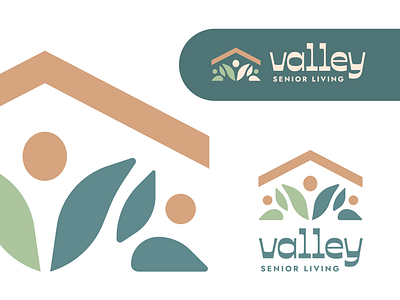 Valley Senior Living Identity brading branding brandmark care elder foliage graphic design greenhouse growth health healthcare healthcare logo house identity leaves lettering logo nursing typography wellness