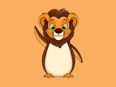 Leo the Penguin animal character cartoon cartoon character cute animal fiverr graphic design illustration lion penguin vector