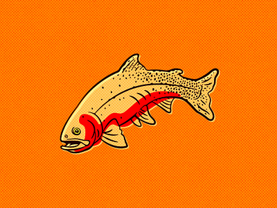 Cutthroat animal branding color creek cutthroat fish fishing fly flyfishing graphic design halftone illustration orange pattern red river texture trout water